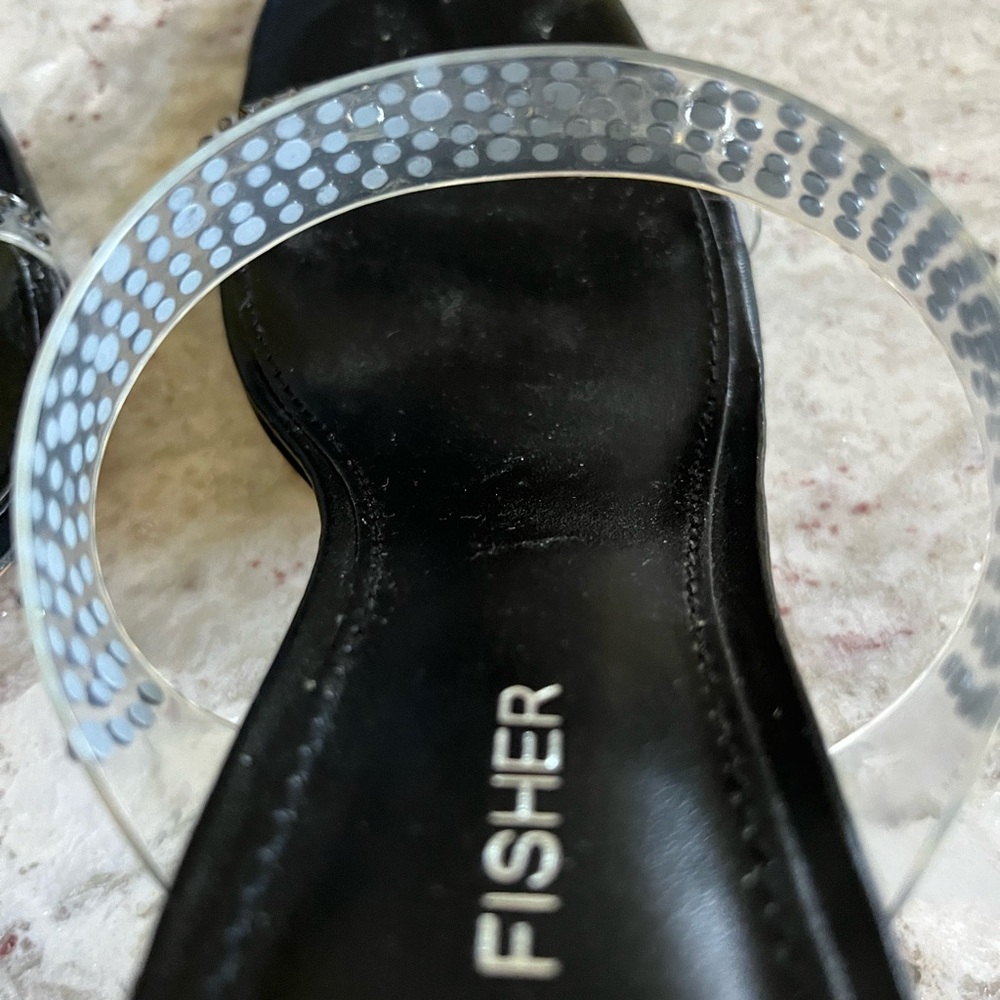 Mark Fisher Anlita Lucite Elegant Black-Embellished Women's Heels - Picture 6 of 11